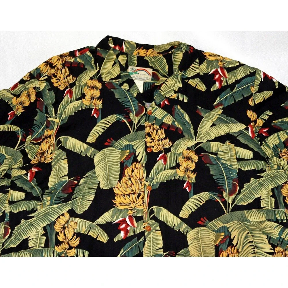 Paradise Found Men's Hawaiian Banana Plant Trees Aloha Honolulu‎ Shirt Size 2XL